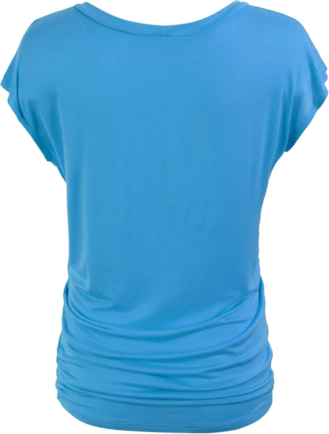 KOGMO Womens Short Sleeve Solid Basic Tunic Top Tee with Side Shirring