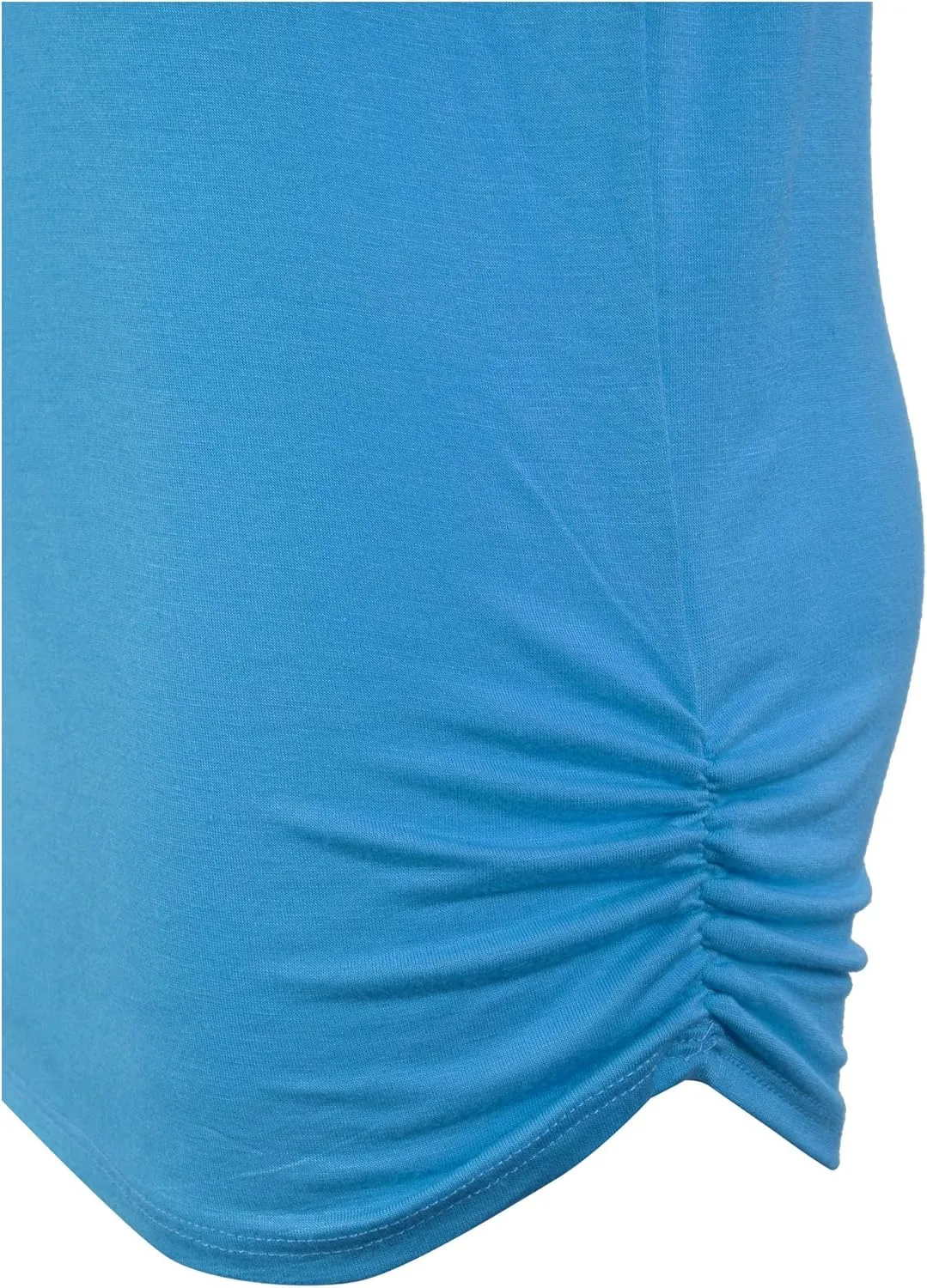 KOGMO Womens Short Sleeve Solid Basic Tunic Top Tee with Side Shirring