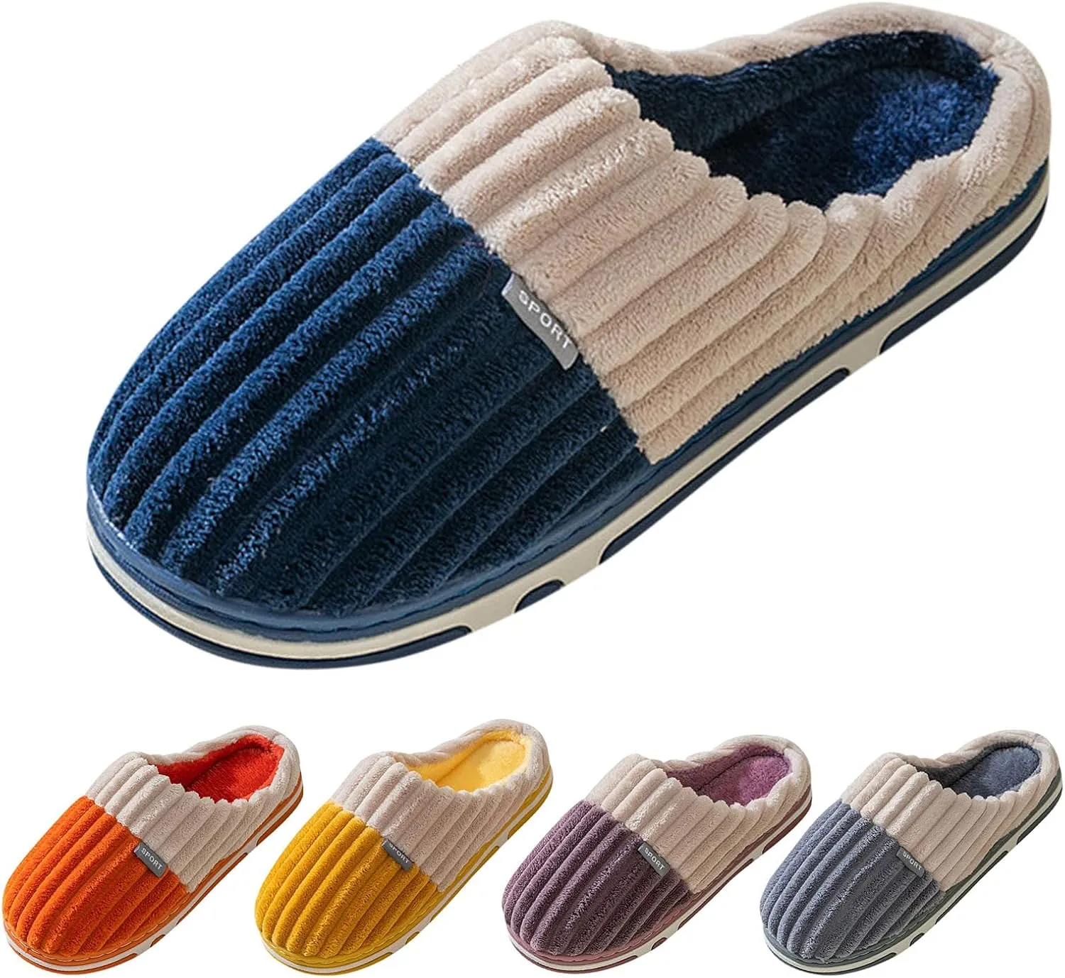 KRIDDR Couple Winter Indoor Slippers Plush Cotton Shoes Fashion Casual Home Indoor Warm Slippers