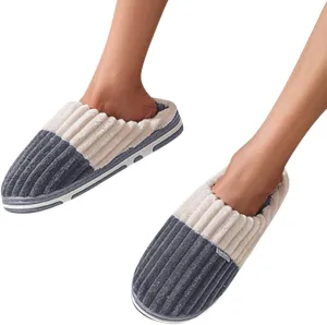 KRIDDR Couple Winter Indoor Slippers Plush Cotton Shoes Fashion Casual Home Indoor Warm Slippers
