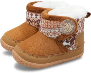 L-RUN Baby Boots for Infant Toddler Boys Girls Ankle Warm Suede Plush Lining House Slippers Little Kids Winter Shoes for Indoor Outdoor Walking