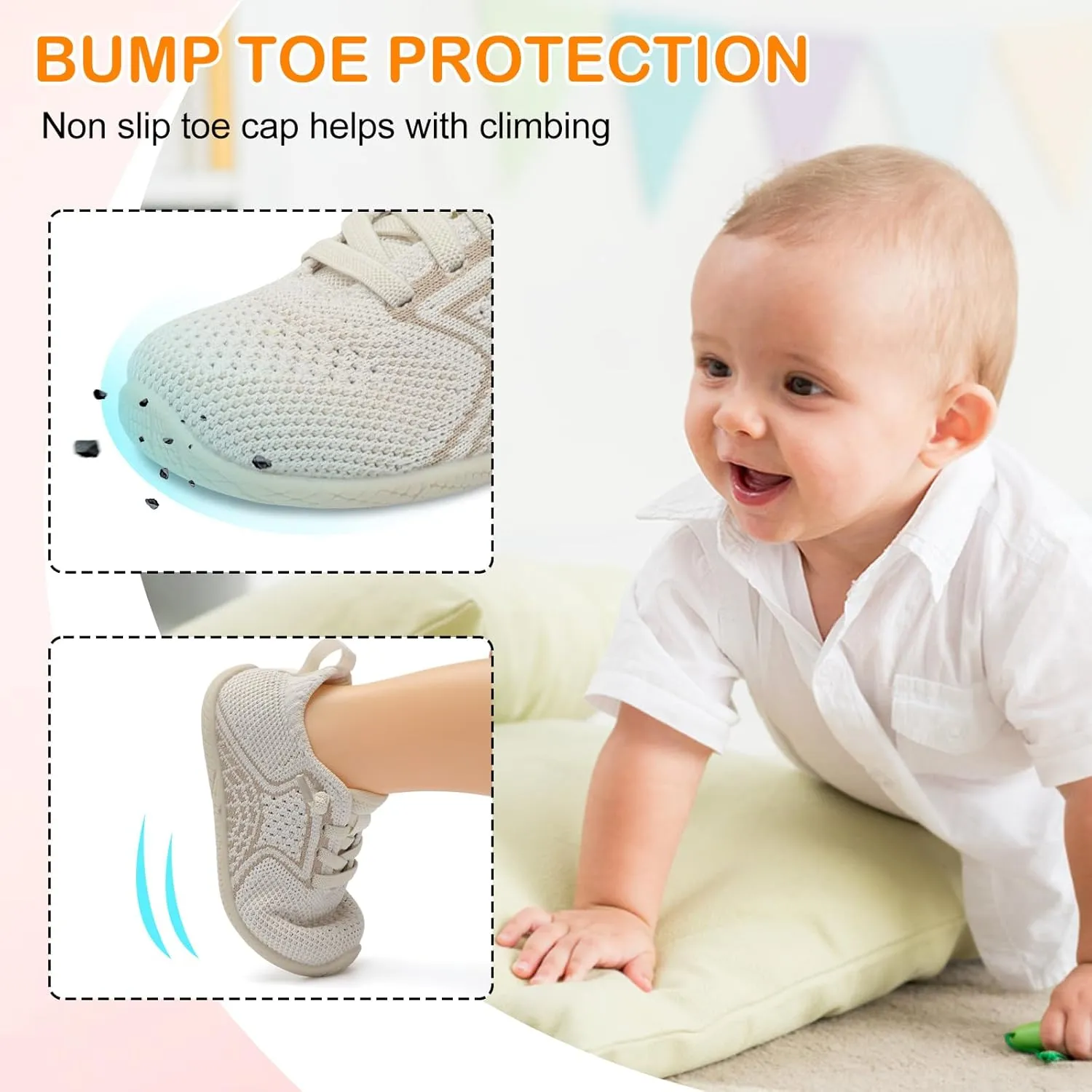 L-RUN Toddler Boys Girls Tennis Shoes Breathable Comfortable Barefoot Wide Summer School Walking Sneakers Baby First Walking Shoes