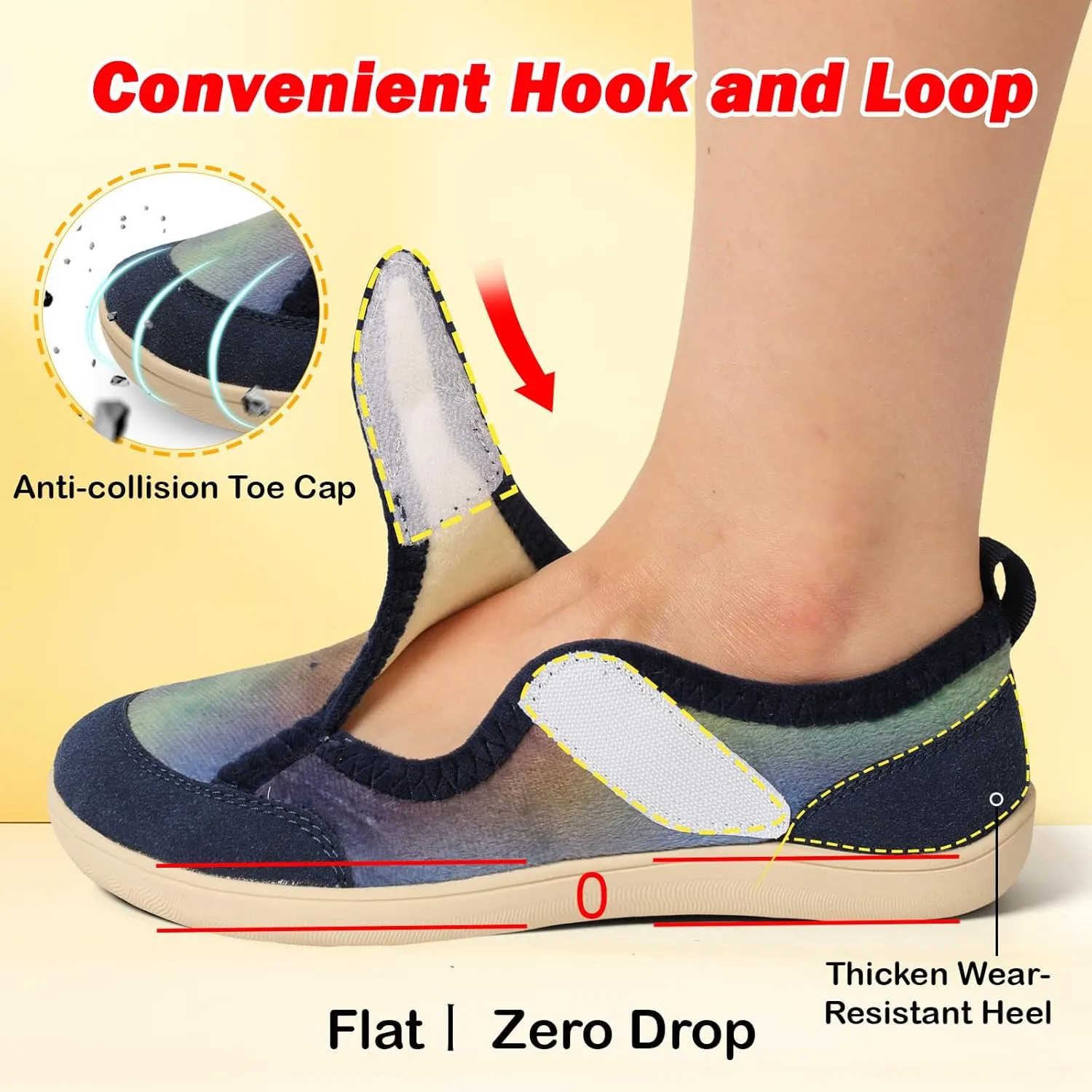 L-RUN Womens Wide Toe Box Barefoot Diabetic Shoes - Ladies House Slippers for Indoor and Outdoor