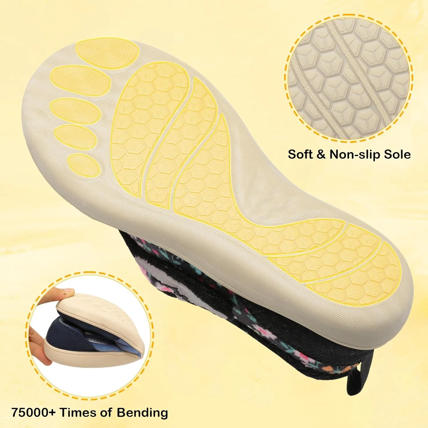 L-RUN Womens Wide Toe Box Barefoot Diabetic Shoes - Ladies House Slippers for Indoor and Outdoor