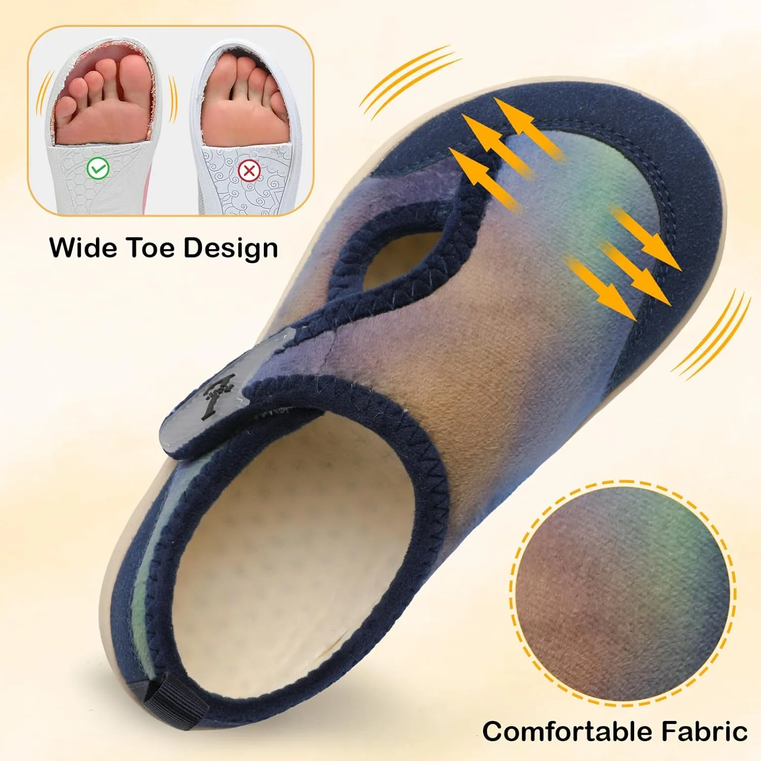 L-RUN Womens Wide Toe Box Barefoot Diabetic Shoes - Ladies House Slippers for Indoor and Outdoor