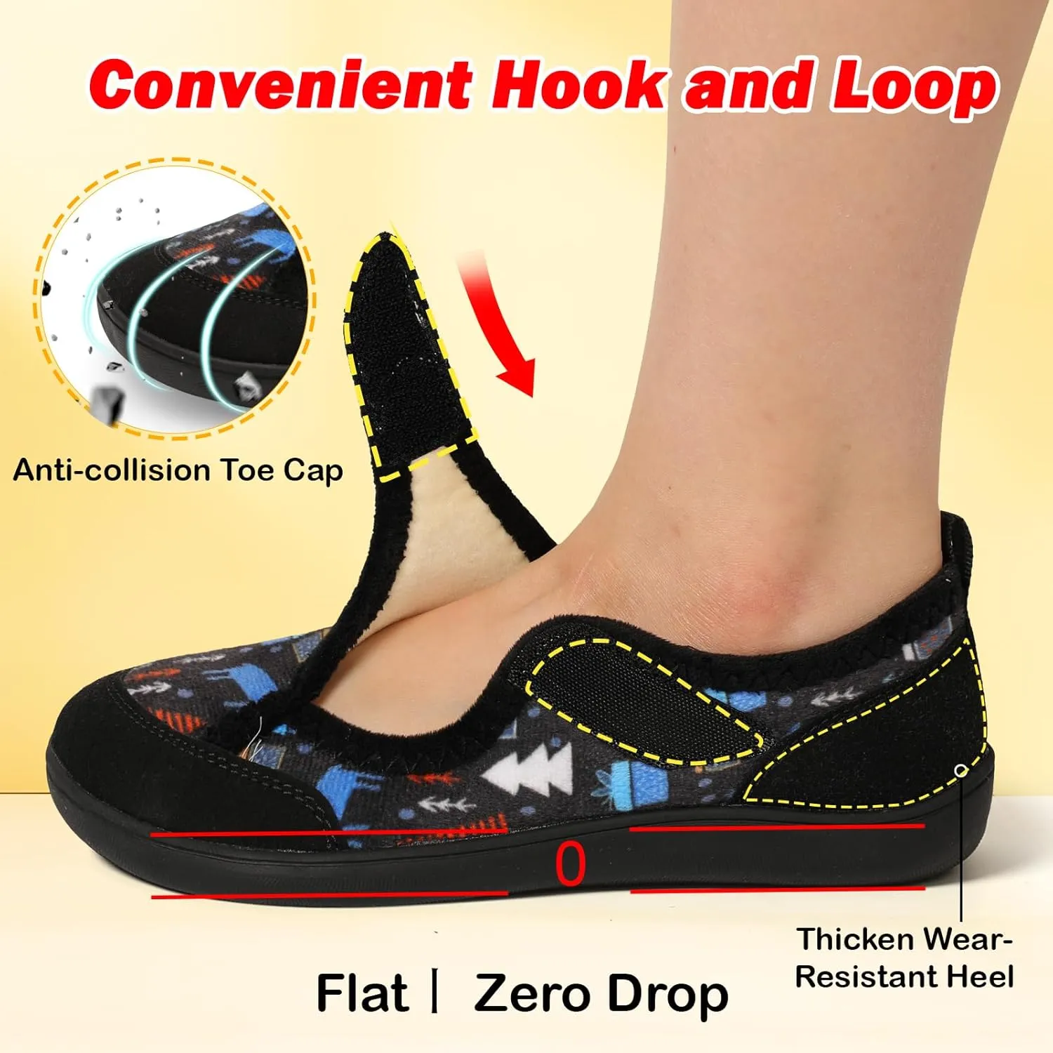 L-RUN Womens Wide Toe Box Barefoot Diabetic Shoes - Ladies House Slippers for Indoor and Outdoor