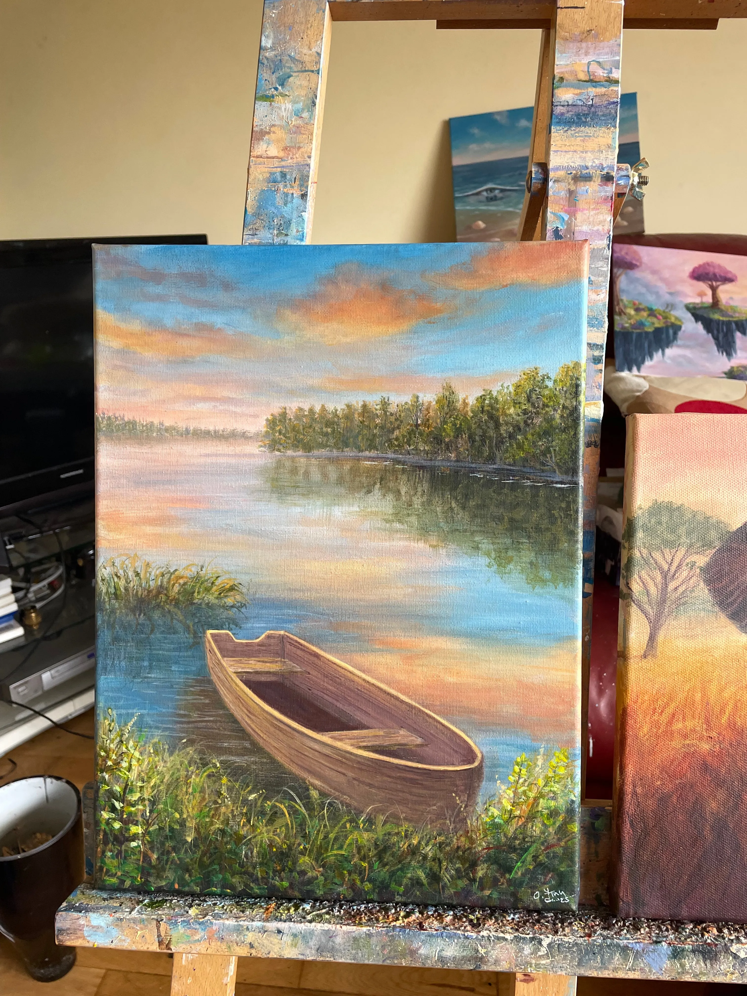 Lake Boat at Sunset