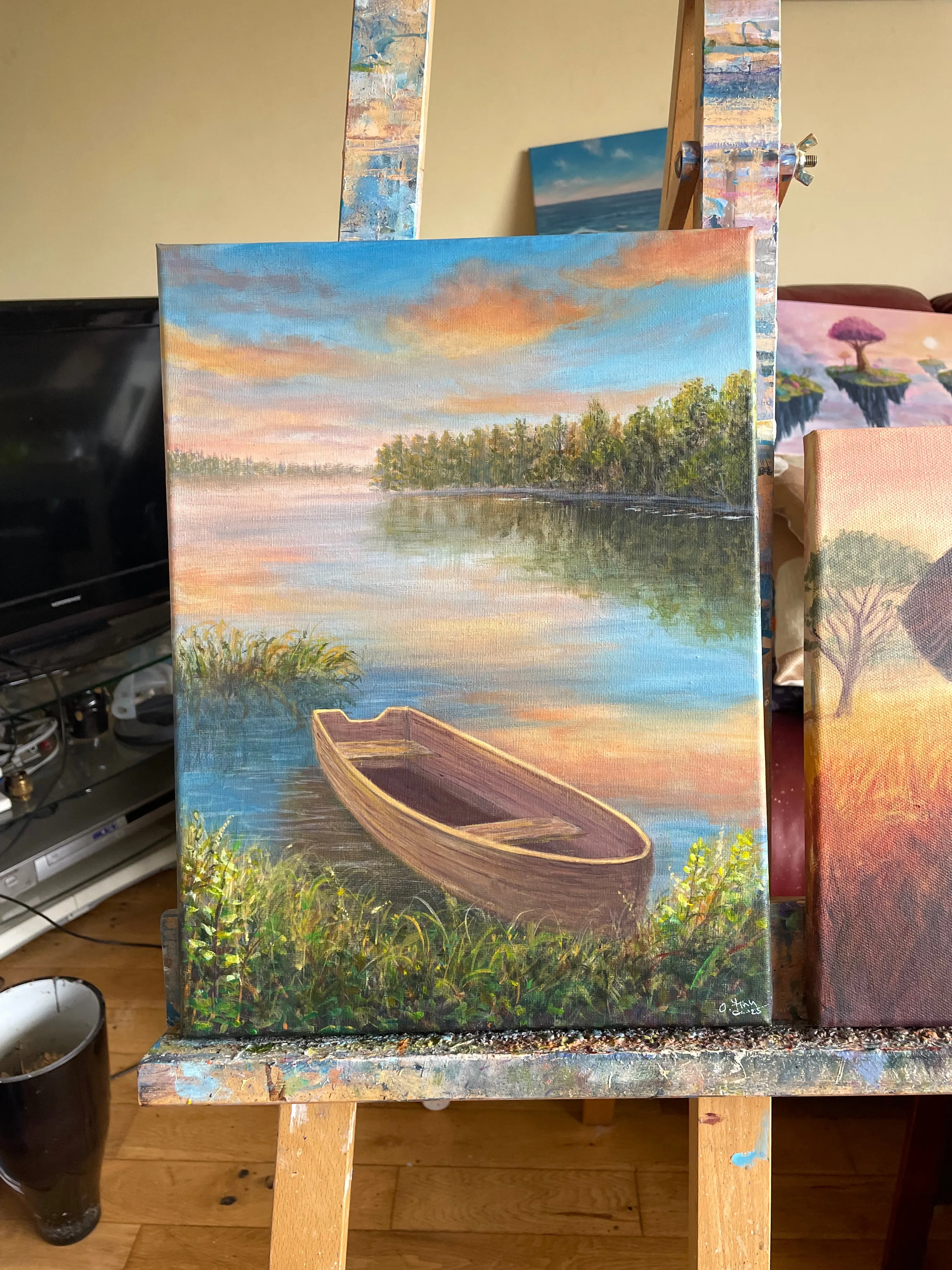 Lake Boat at Sunset