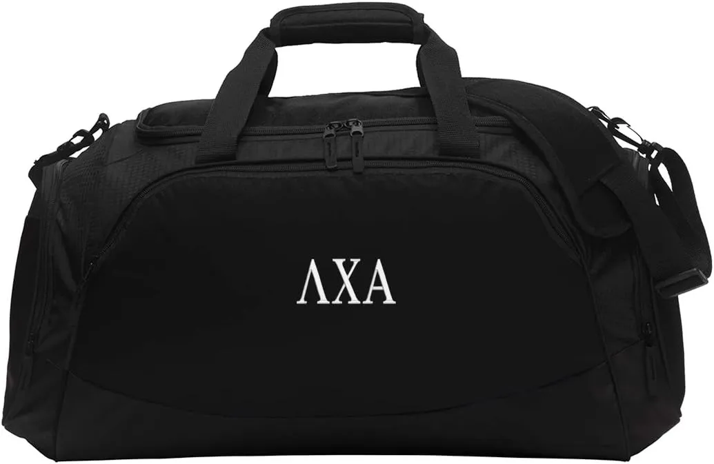 Lambda Chi Alpha Active Duffel - Lambda Chi Travel Bag (Medium 12"H x 26"W x 12"D, Black)