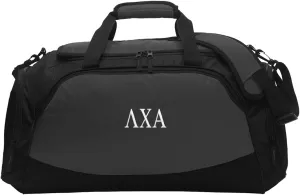 Lambda Chi Alpha Active Duffel - Lambda Chi Travel Bag (Medium 12"H x 26"W x 12"D, Charcoal)