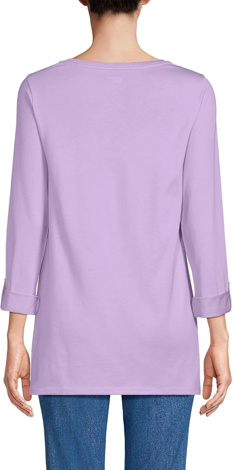 Lands' End Women's American-Grown Supima Cotton Adjustable 3/4 Sleeve Boatneck Tunic