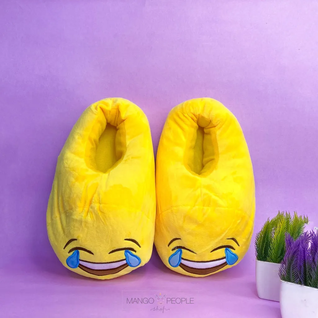 Laughing Crying Emoji Plush Slippers