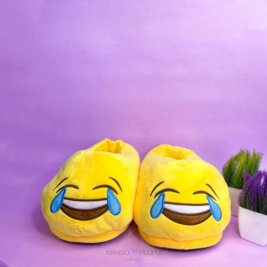 Laughing Crying Emoji Plush Slippers