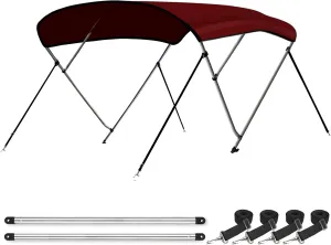 Leader Accessories 10 Colors 3 Bow 4 Bow Bimini Top Cover for Boat Includes 4 Straps 2 Rear Support Poles Mounting Hardwares Storage Boot with 1" Aluminum Frame