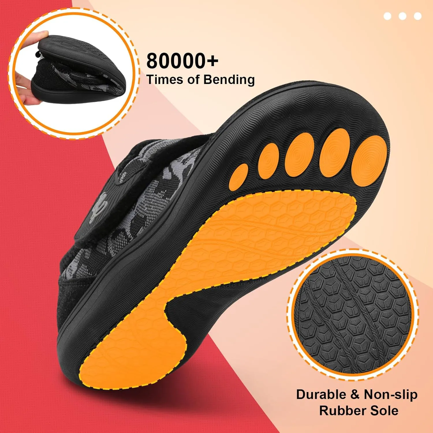 LeIsfIt Mens Slippers Wide House Shoes Adjustable Diabetic Shoes Arthritis Swollen House Slippers Indoor Outdoor