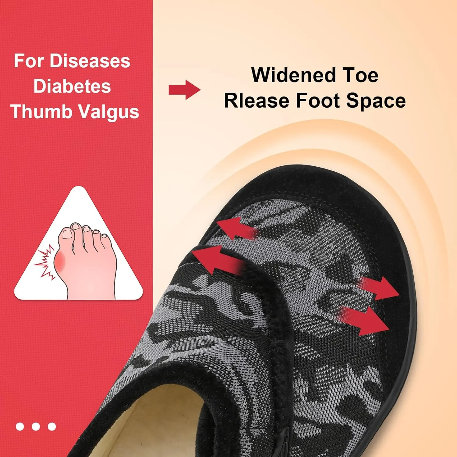 LeIsfIt Mens Slippers Wide House Shoes Adjustable Diabetic Shoes Arthritis Swollen House Slippers Indoor Outdoor
