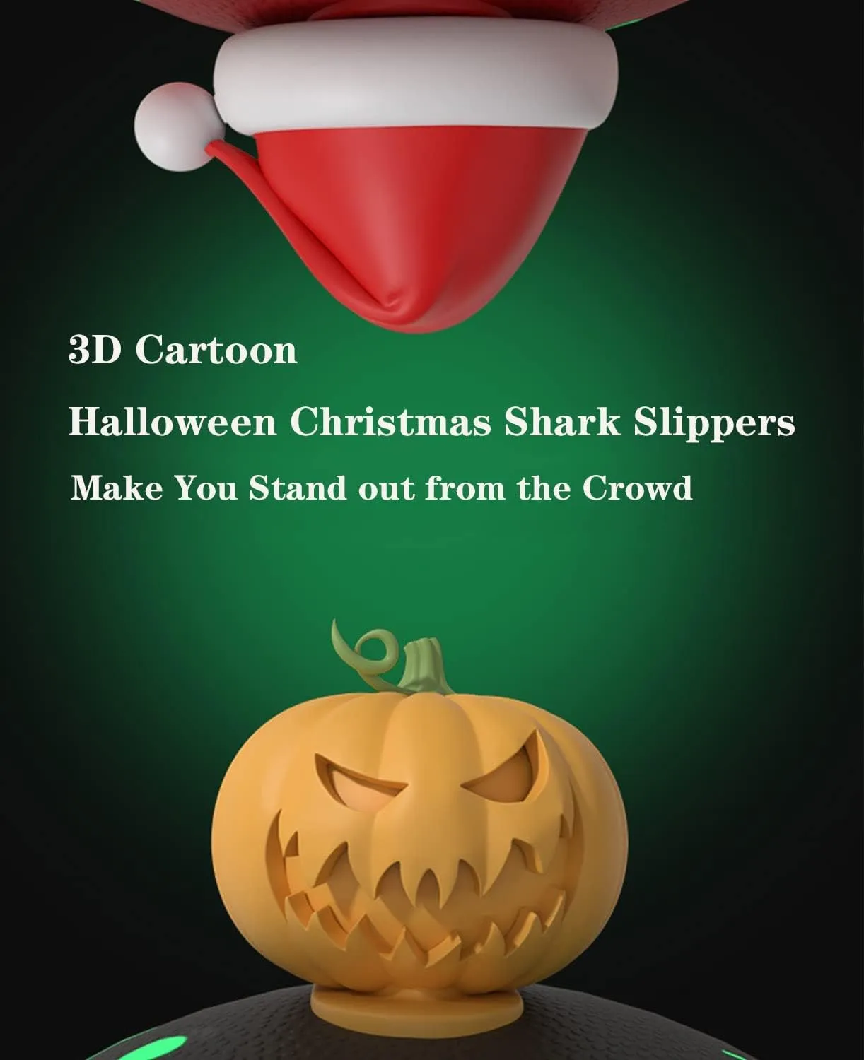 LELEBEAR Halloween Christmas Shark Slippers,3D Cartoon Shark Slides Glow in Dark,Beach Open Toe Shower Sandals for Women Men