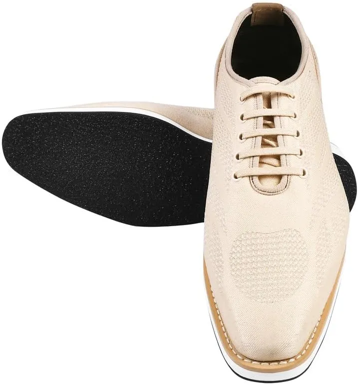 LIBERTYZENO Mens Canvas Textile & Suede Leather Adults Lace Up Casual Shoes for Prom Graduation