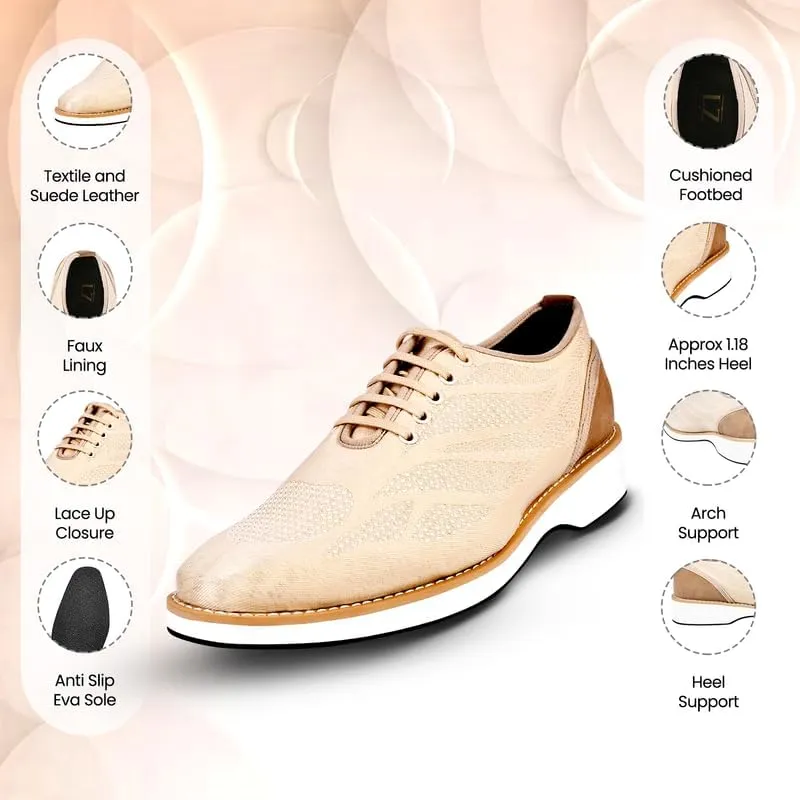 LIBERTYZENO Mens Canvas Textile & Suede Leather Adults Lace Up Casual Shoes for Prom Graduation