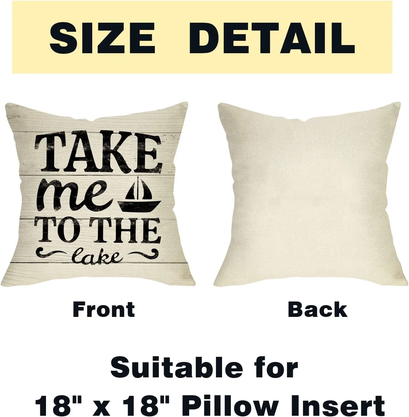 Life is Better at The Lake House Decorative 18x18 Throw Pillow Cover Set of 4, Lakehouse Retro Paddle Boat Decoration, Summer Farmhouse Pillowcase Cushion Case Home Decor for Sofa Couch