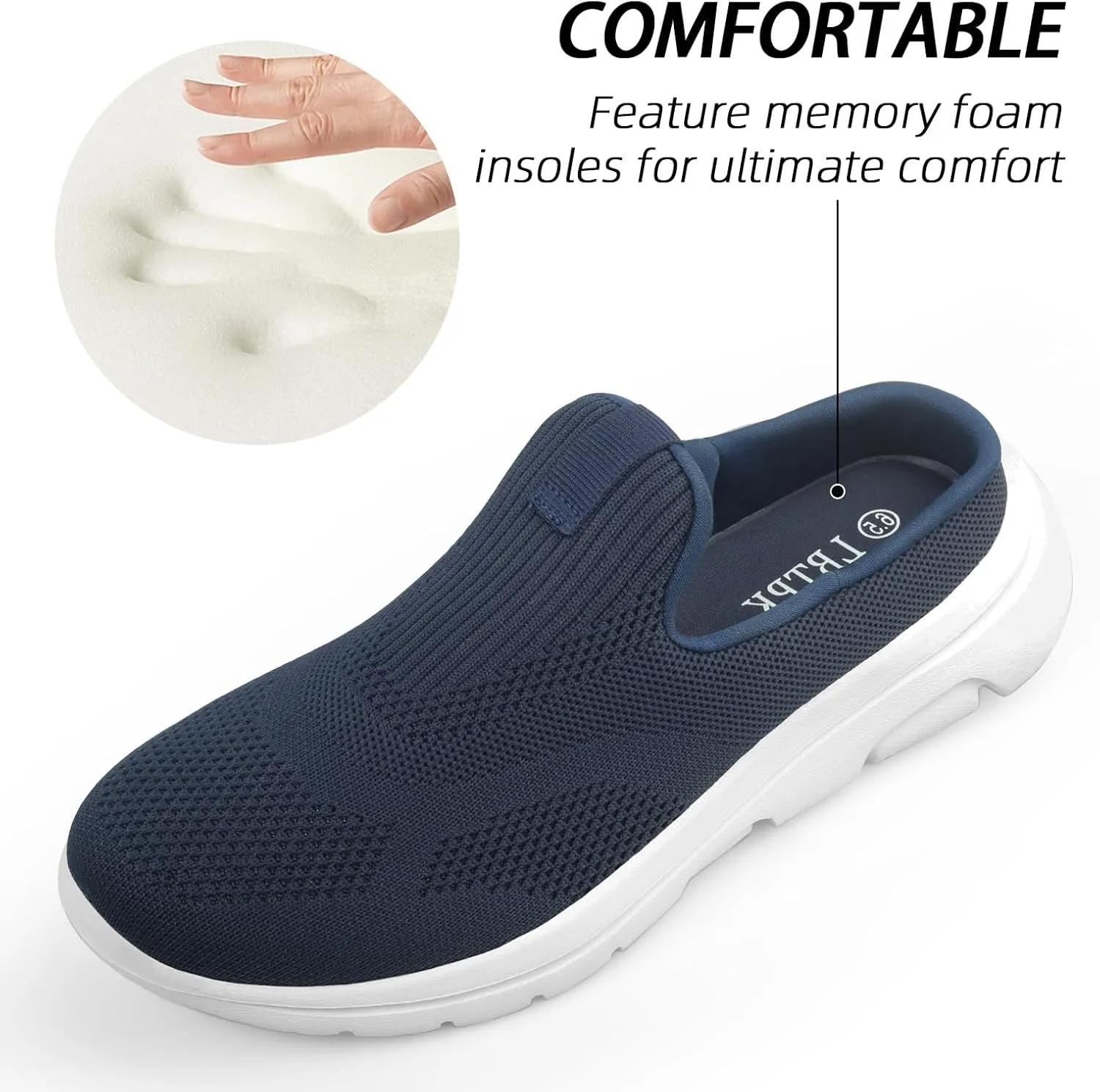 Lightweight Slip On Shoes for Women Comfort Mules Breathable Mesh Walking Slipper