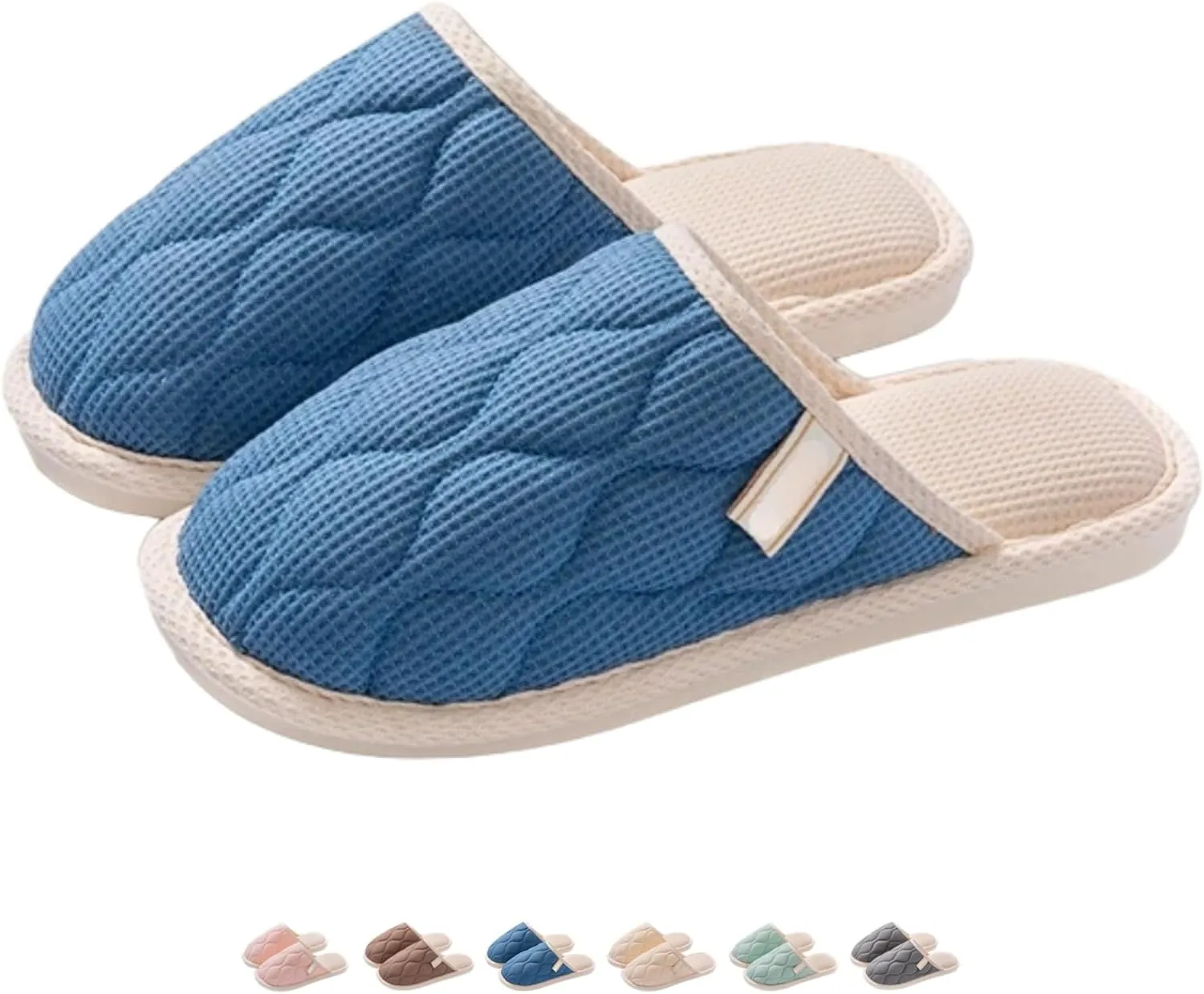 Linen House Slippers Couple Indoor Lightweight Home Slippers Soft Sole Bedroom Slippers Shoes Non-Slip Plush Cotton Autumn Slippers Slides Winter Warm Slippers for Women Men