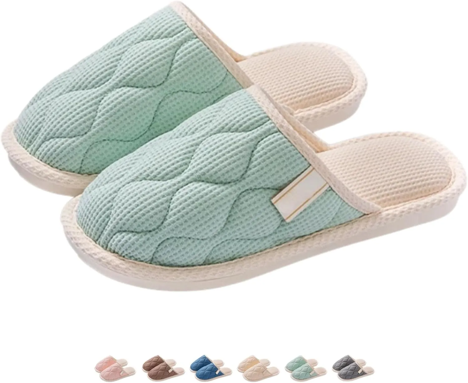 Linen House Slippers Couple Indoor Lightweight Home Slippers Soft Sole Bedroom Slippers Shoes Non-Slip Plush Cotton Autumn Slippers Slides Winter Warm Slippers for Women Men