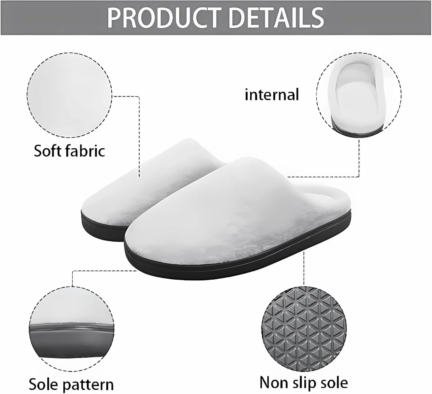 Little Girls Slippers Indoor Comfort Cute Pattern Size 9-15 White
