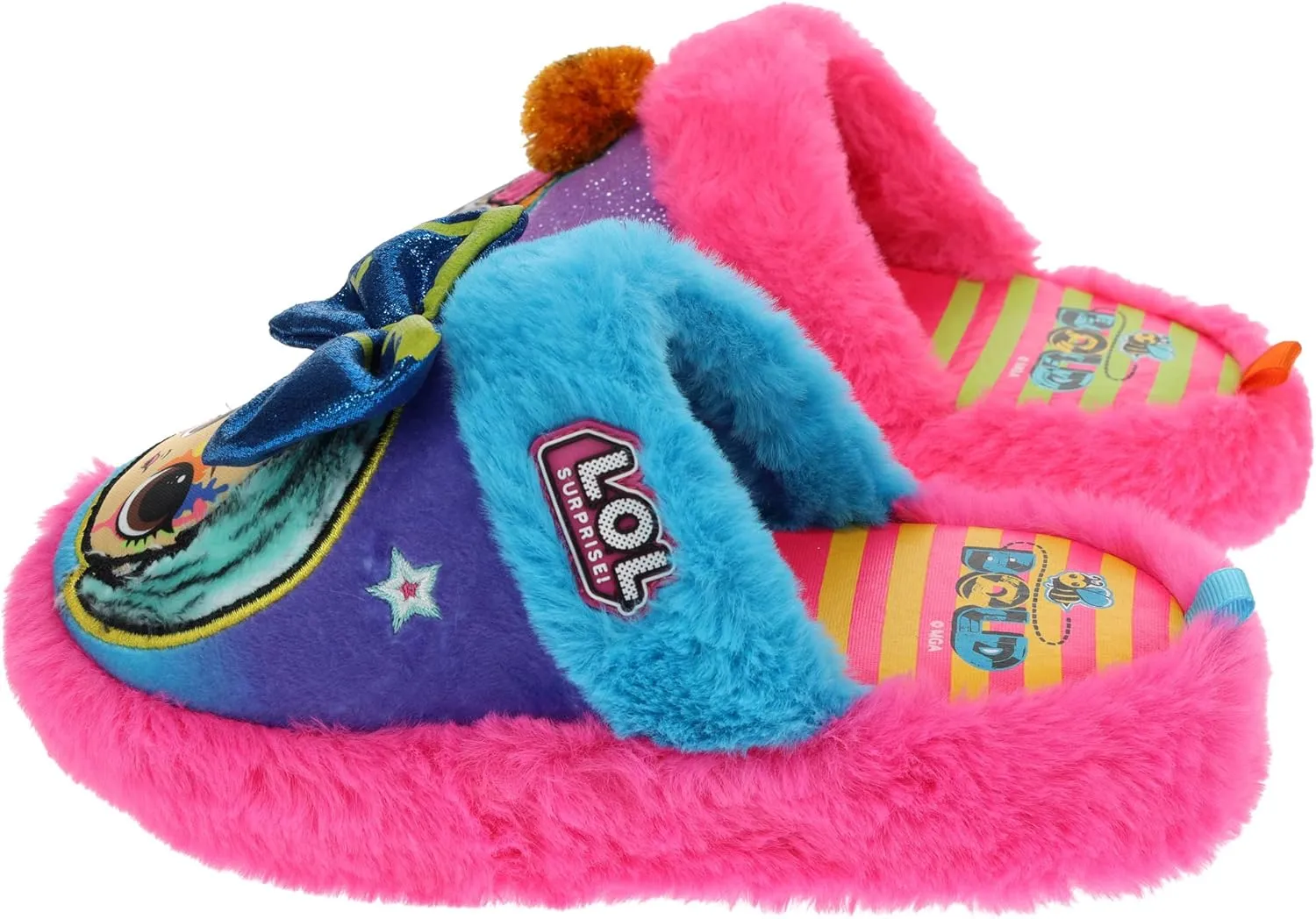 L.O.L. Surprise! Girl's Slipper, Bee Bold Scuff House Shoes, Turquoise