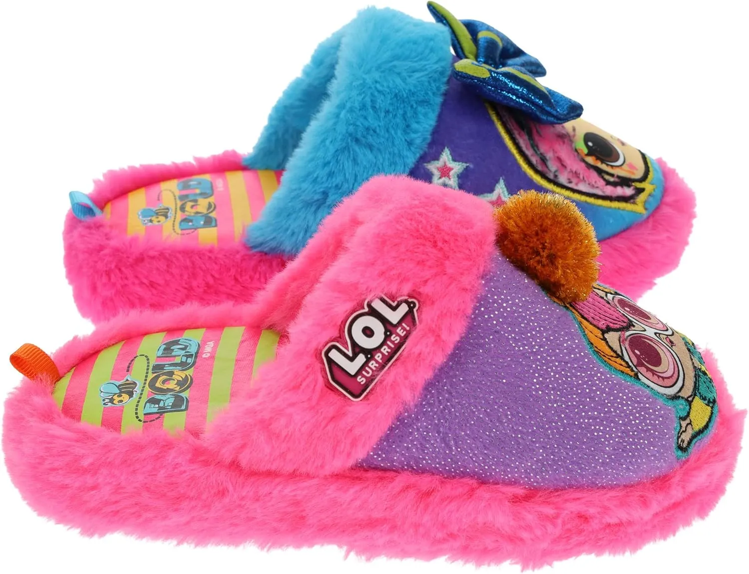 L.O.L. Surprise! Girl's Slipper, Bee Bold Scuff House Shoes, Turquoise
