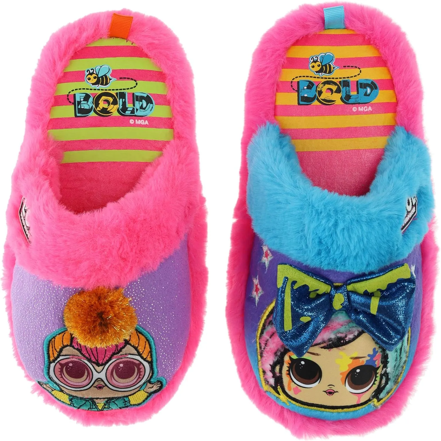 L.O.L. Surprise! Girl's Slipper, Bee Bold Scuff House Shoes, Turquoise