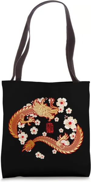 Lucky Money Red Envelope Dragon Year Ingot Coin ART ON BACK Tote Bag