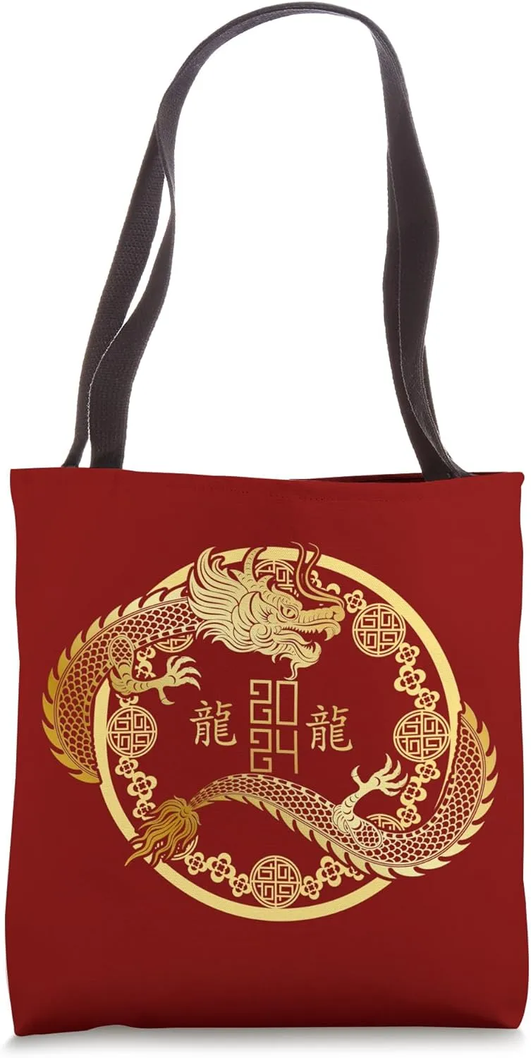 Lucky Money Red Envelope Red Pocket Dragon Year Ingot Coin Tote Bag