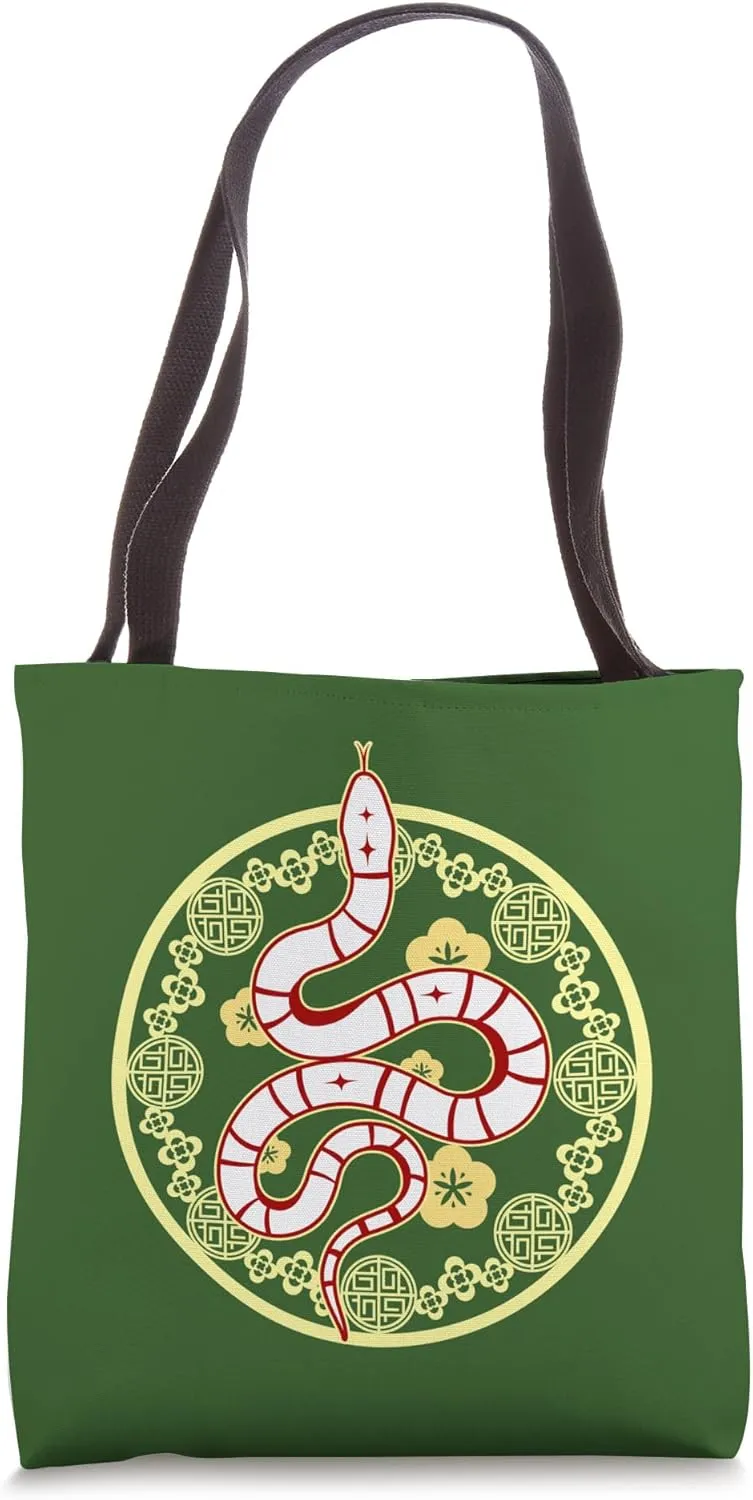 Lucky Money Red Envelope Snake Year Ingot Coin ART ON BACK Tote Bag