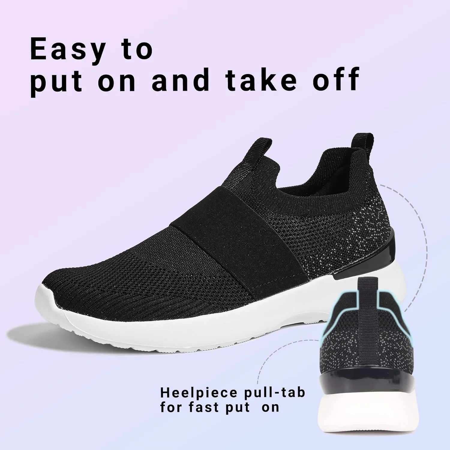LUCKY STEP Women 's Mesh Slip on Walking Shoes Elastic Sock Comfortable Breathable Lightweight Fashion Sneaker