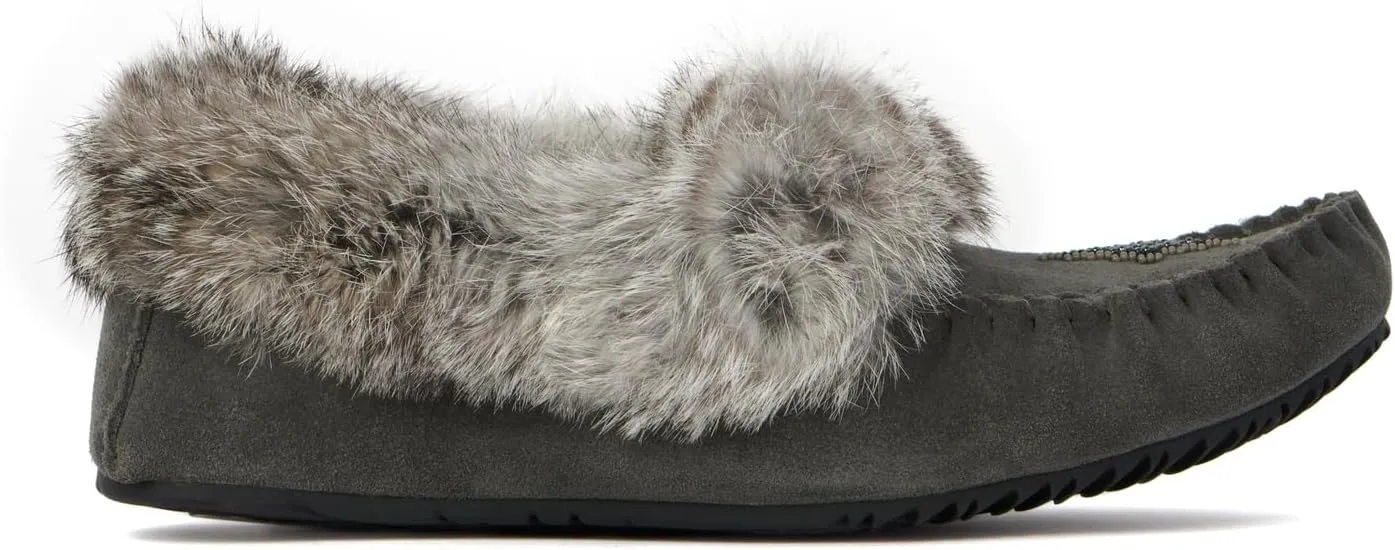 Manitobah Street Moccasin - Womens Outdoor Slipper, Fleece-Lined, Suede Leather, Turtle Rubber Sole