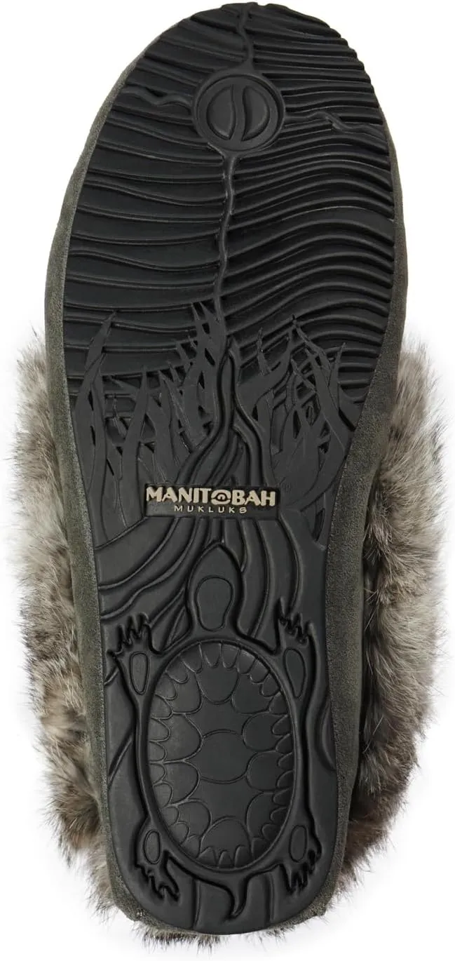 Manitobah Street Moccasin - Womens Outdoor Slipper, Fleece-Lined, Suede Leather, Turtle Rubber Sole
