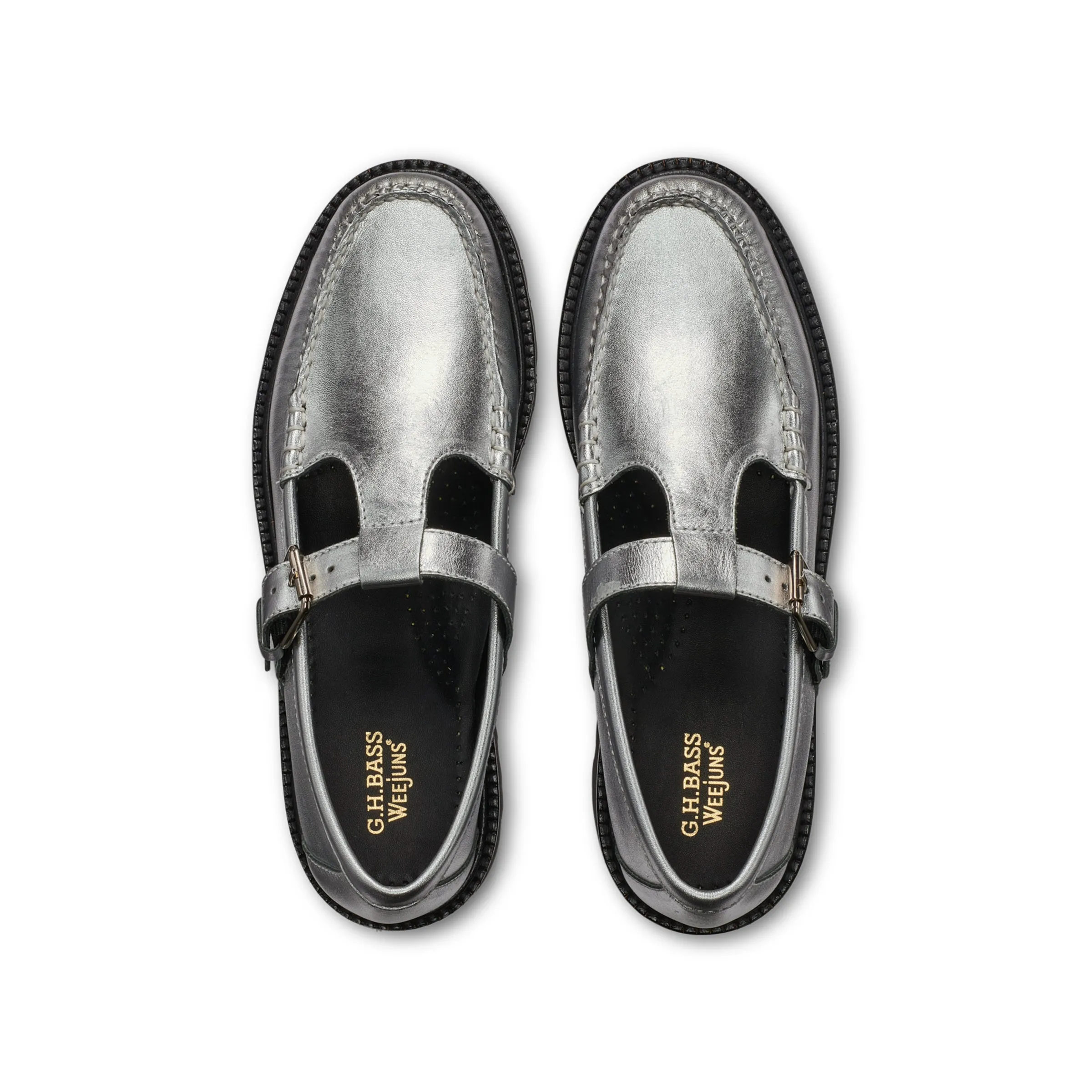 Mary Jane Super Lug Metallic Napa Loafer in Silver