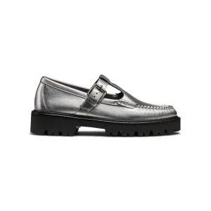 Mary Jane Super Lug Metallic Napa Loafer in Silver