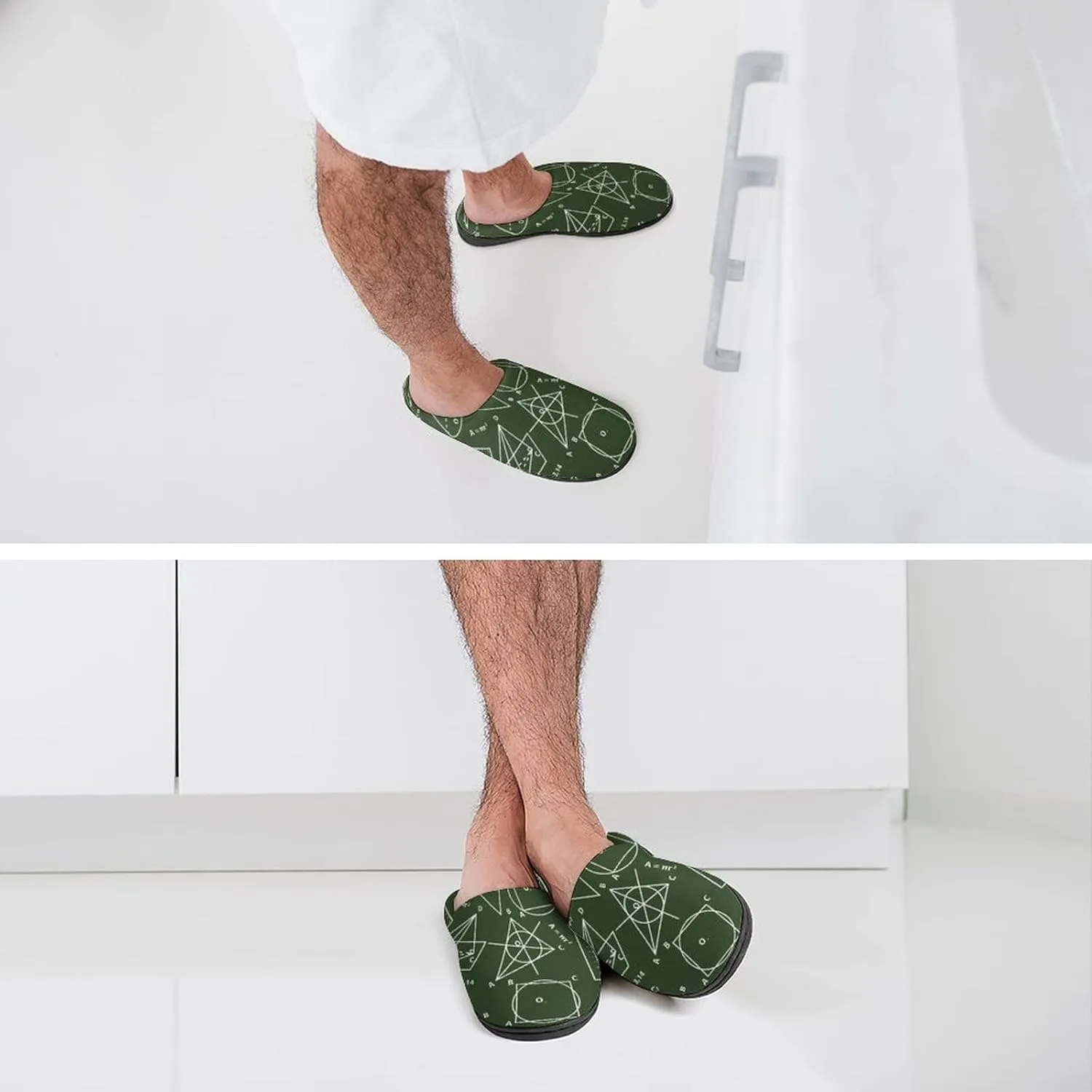 Math Science Plush Slipper Easy On/Off Funny Footwear Cotton House Shoes for Men Indoor Outdoor