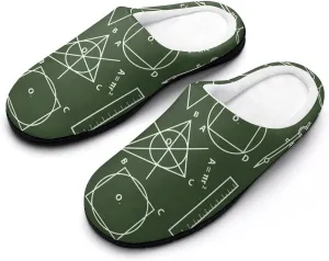 Math Science Plush Slipper Easy On/Off Funny Footwear Cotton House Shoes for Men Indoor Outdoor
