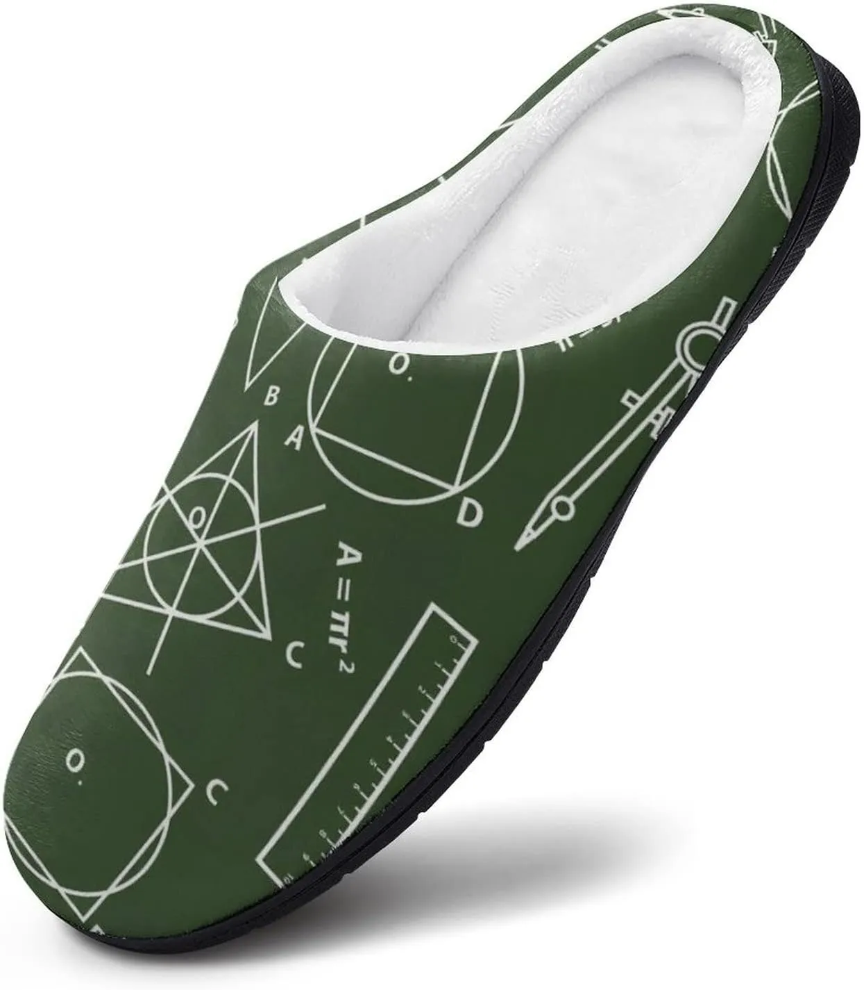 Math Science Plush Slipper Easy On/Off Funny Footwear Cotton House Shoes for Men Indoor Outdoor