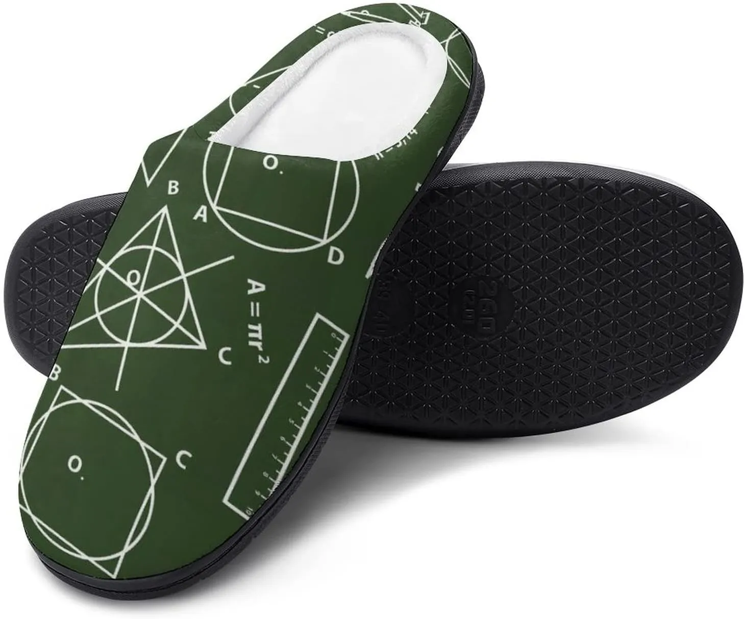 Math Science Plush Slipper Easy On/Off Funny Footwear Cotton House Shoes for Men Indoor Outdoor