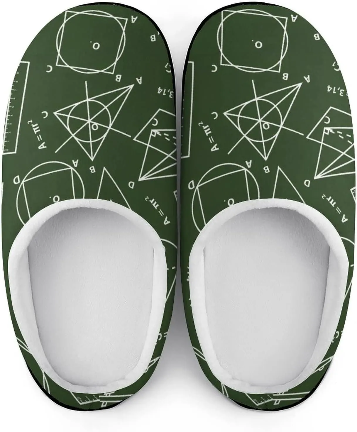 Math Science Plush Slipper Easy On/Off Funny Footwear Cotton House Shoes for Men Indoor Outdoor