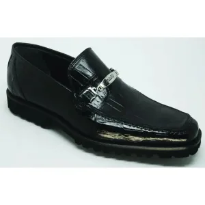 Mauri 4692 Black Genuine All Over Alligator Loafer Shoes