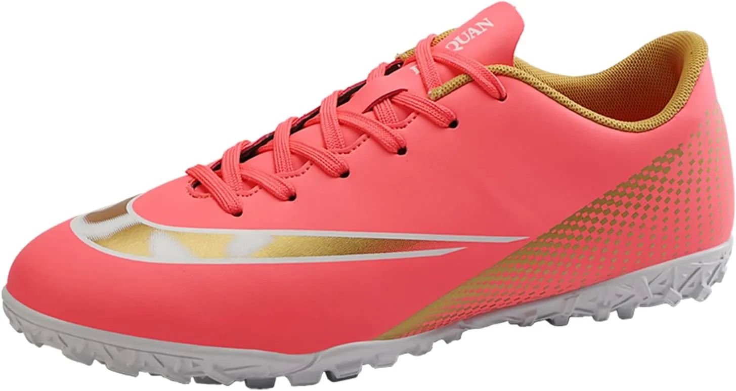 MDPCX Unisex Competitive Football Shoes Indoor and Outdoor Football Shoes Lawn Mundial Team Non-Slip Running Shoes Sports Lightweight Breathable Non-Slip Shock-Absorbing Shoes. Pink