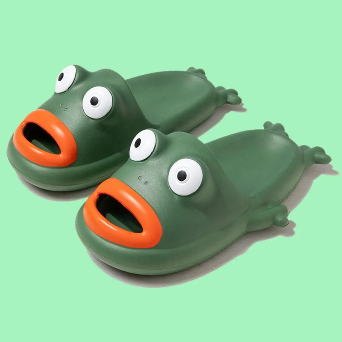 MEADOO Frog Slippers,Frog Flip Flops, Thickness Bath Slipper, Funny Couple Frog Slides, Bass Sandals, Beach & Shower Shoes