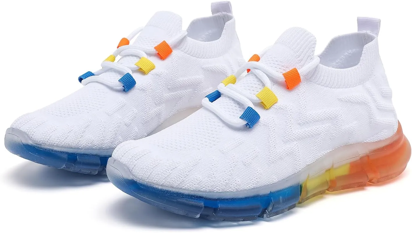 MEMON Women's Sports Shoes Rainbow Jelly Soles Sneakers Breathable Running/Walking Fashion Shoes Tennis Shoes