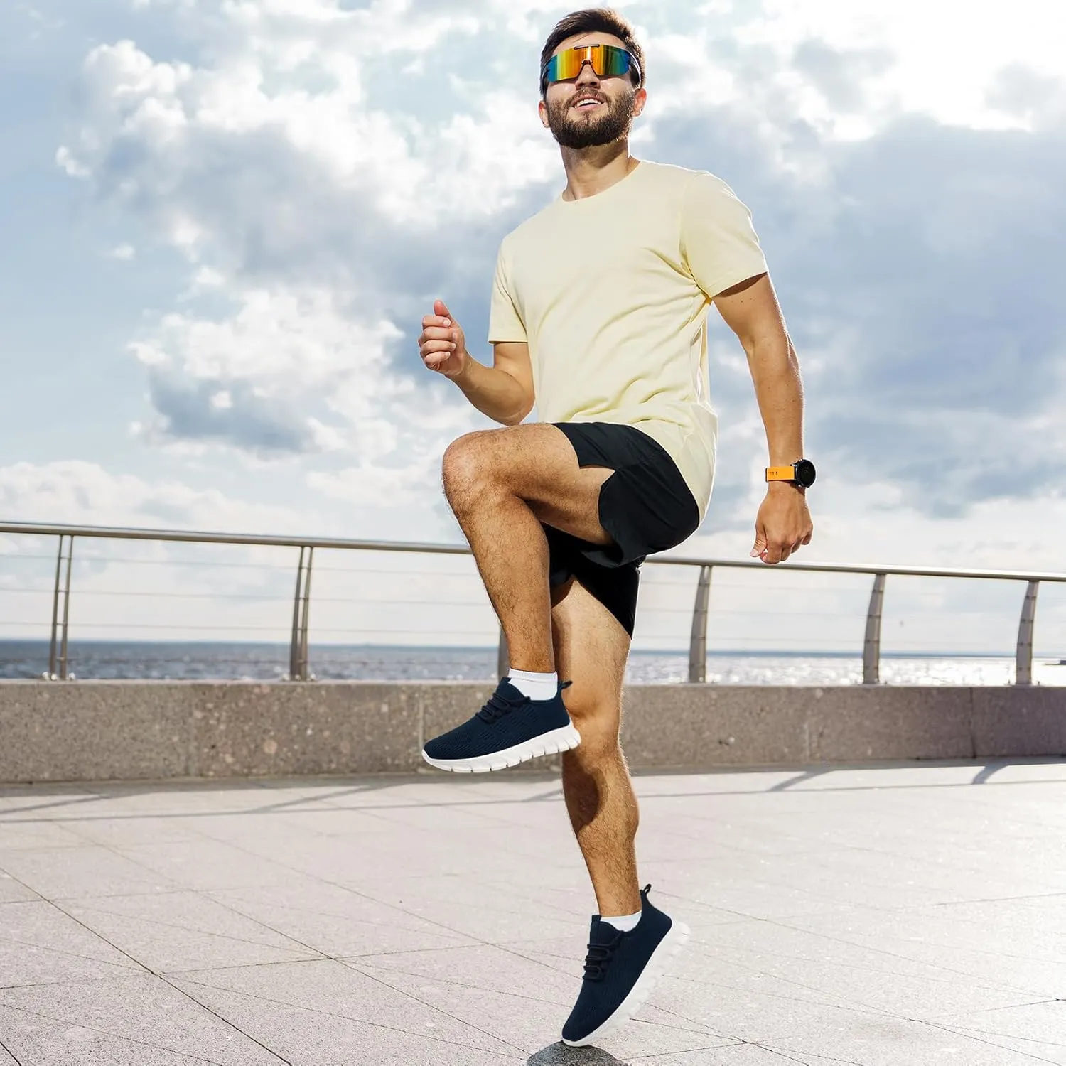 Men Running Shoes Tennis Walking Gym Slip On Athletic Fashion Sneakers Lightweight Breathable Sport Shoe