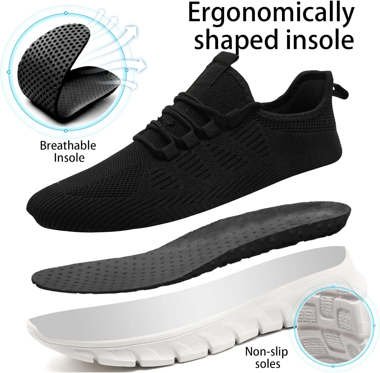 Men Running Shoes Tennis Walking Gym Slip On Athletic Fashion Sneakers Lightweight Breathable Sport Shoe